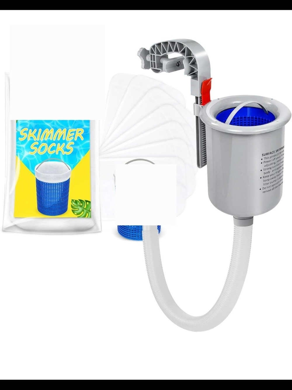 Above Ground Pool Skimmer with 9Pcs Skimmer Socks, Wall Mount Surface Skimmer